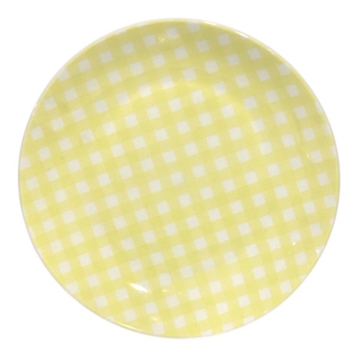 [93158] PLATO CUADROS AMARILLO PORCELANA Ø 26.5CM