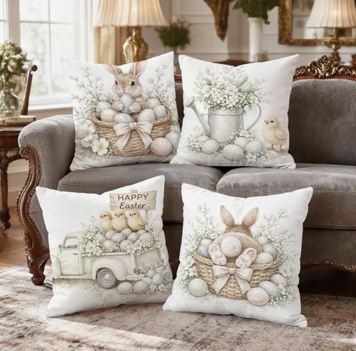 [17450VG] FORRO DE COJIN PASCUA VINTAGE 45X45CM