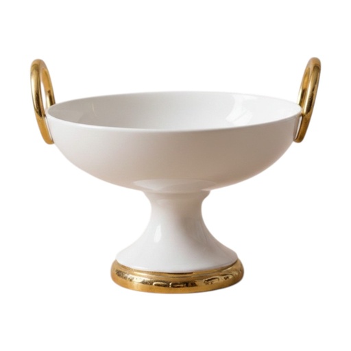 [6920251250006] JARRON CENTRO DE MESA BLANCO PORCELANA Ø 25.5X23CM