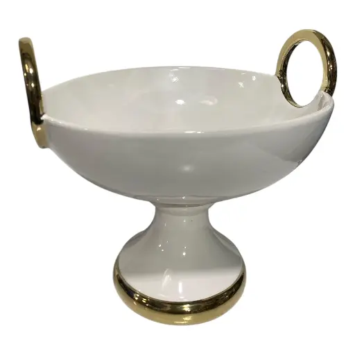 [6920251250006] JARRON CENTRO DE MESA BLANCO PORCELANA Ø 25.5X23CM
