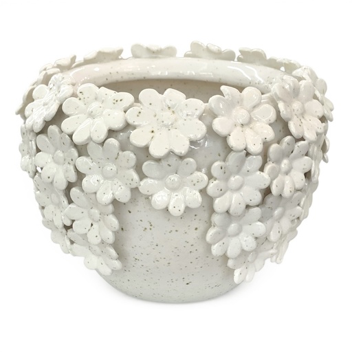 [8508618] FLORERO DECORADO CON FLORES DE PORCELANA, Ø18X13CM