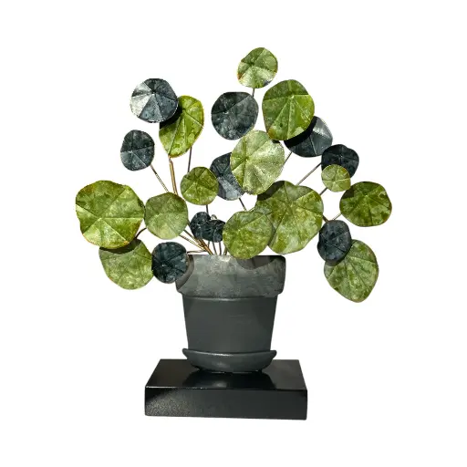 [448035] MACETA HOJAS VERDES METALICO REF:ES28674/16491 40X8X45CM