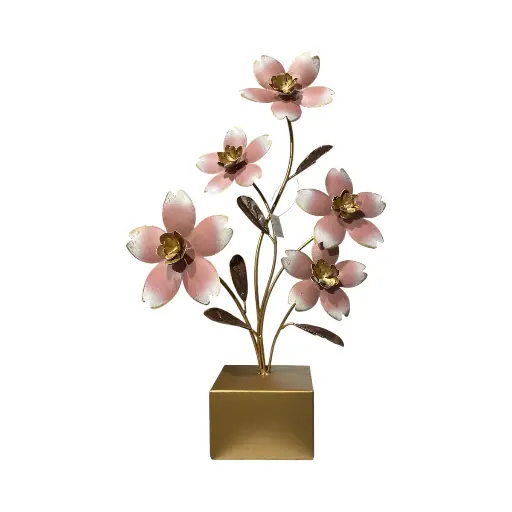 [714999] ADORNO FLOR ROSA GLAM METAL REF:ES28681/16604 37X11X51CM