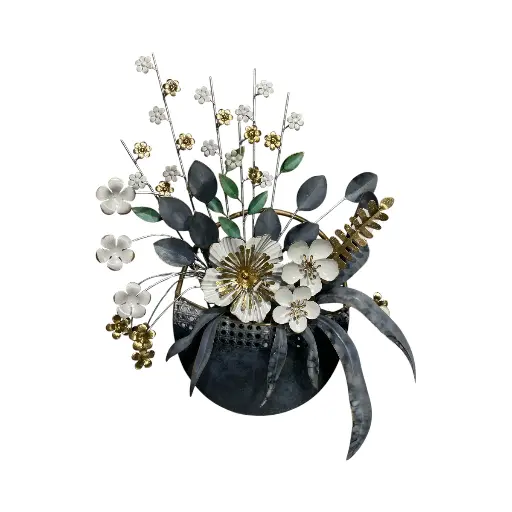 [868053] APLIQUE DECOR METALICO CANASTA FLORES REF:ES28789/16170 46X61X8CM