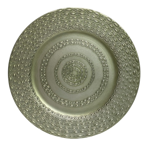 [250648] PLATO BASE PELTRE COLOR VERDE REF:JQY19-2393 Ø33CM