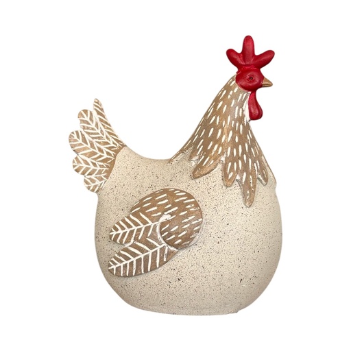 [FI-2026-2559] GALLINA POLIRESINA TONO ARENA - GOLD 12X9X16CM