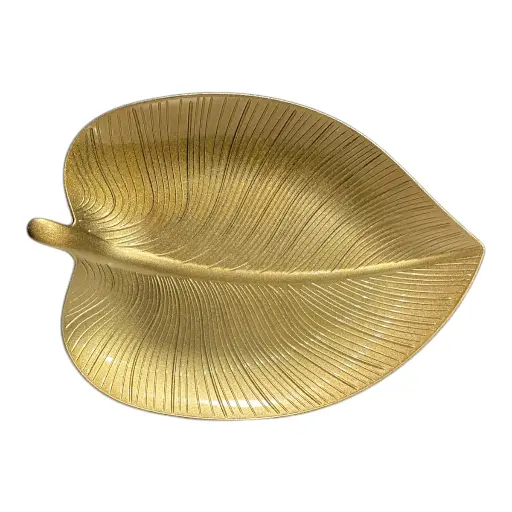 [526221] BANDEJA HOJA DORADA PLAST 32X23CM REF:PP46932GJ2