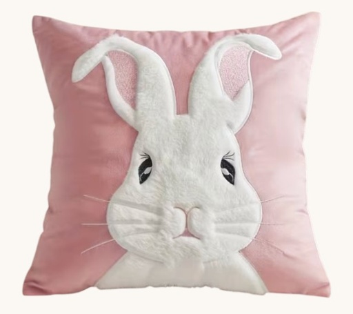 [1230737] FORRO DE COJIN ROSADO CONEJA BORDADA 45X45CM