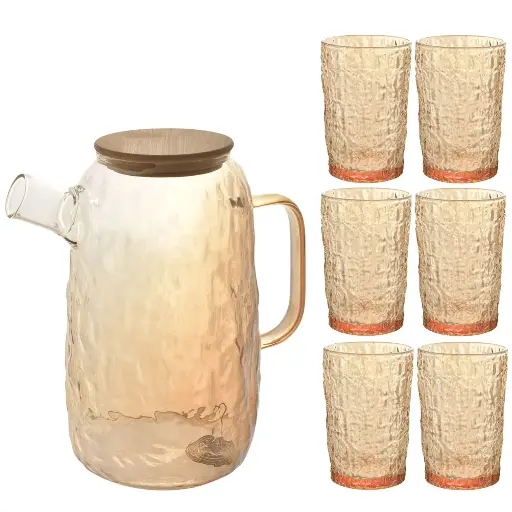 [259456] JARRA C/VASO VIDRIO SETX7PZ. REF:SAN5395/JYSJ-707 1.6LT Y 230ML