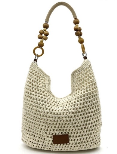 [C-HK24] CARTERA DE PLAYA TEJIDA BEIGE