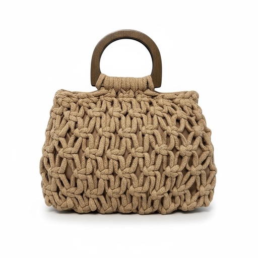 [C-HK69] CARTERA DE PLAYA TEJIDA BEIGE 28.5*32CM