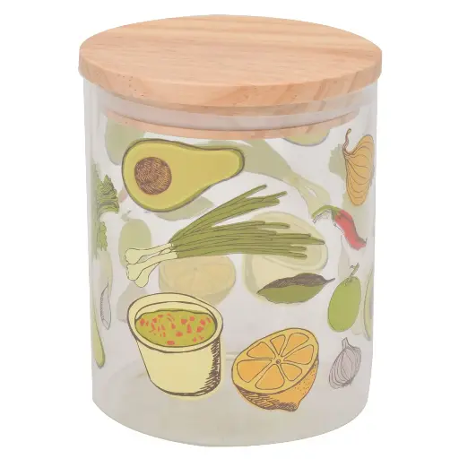 [456507] FRASCO DE VIDRIO BOROSILICATO C/TAPA PINO REF:KH00099-3 700ML. 11X13CM 