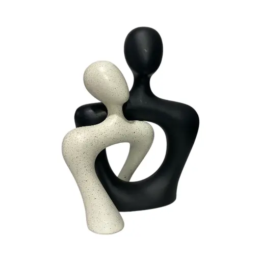 [FH25008] PAREJA BLANCO/NEGRO POLIRESINA 16X12X21CM