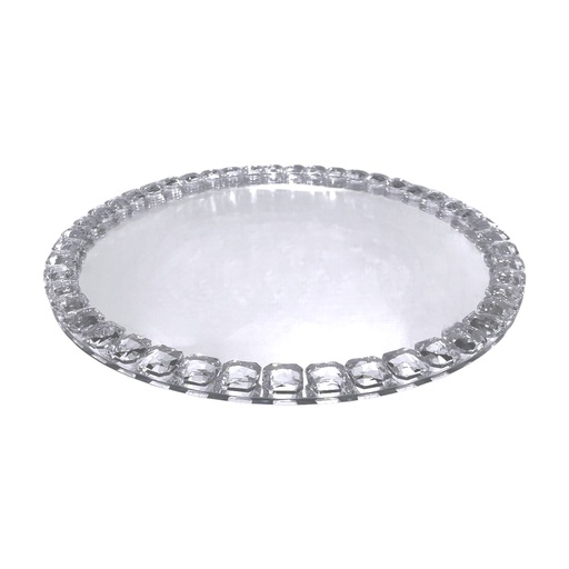 [CS21566] BANDEJA DE VIDRIO/ESPEJO CIRCULAR 30X2CM