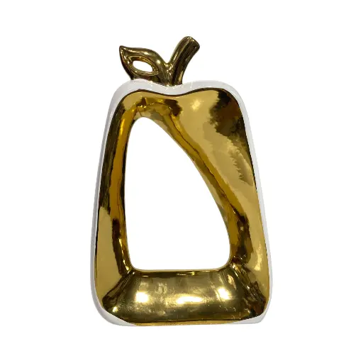 [24146] PERA DE CERAMICA BLANCO/DORADO 18.5X7X28.5CM 