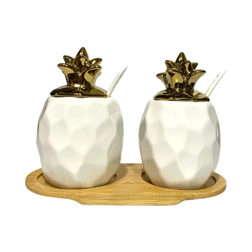 [GABY14527] SET DE SALSEROS DECORATIVOS DE CERAMICA 19.5X9.5X14CM
