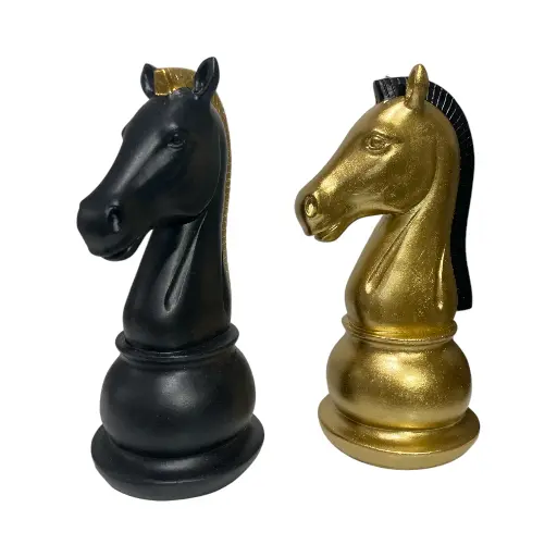 [530379] FIGURA DECOR CABALLO DORADA AJEDREZ REF:ES28747 10.5X8.5X19CM 