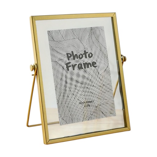 [CS21239] PORTA RETRATO DORADO METALICO 4"X6" / 15X20 CM 