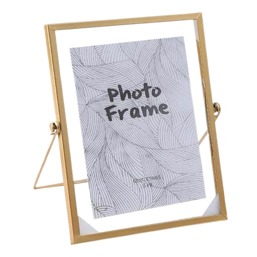 [CS21240] PORTA RETRATO DORADO METALICO 5"X7" / 18X22.5 CM  