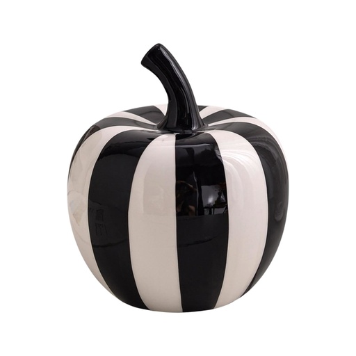 [CS26526] MANZANA DE CERAMICA NEGRA/BLANCO 12X15CM