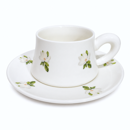 [2602081426069] SET TAZA Y PLATO MAGNOLIA MINI CERAMICA. 250ML - 2PZS