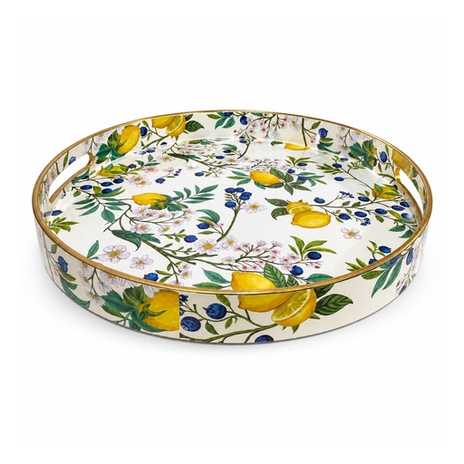 [CS27188P] BANDEJA REDONDA PEQUEÑA DISEÑO LIMON PVC 33X4CM 