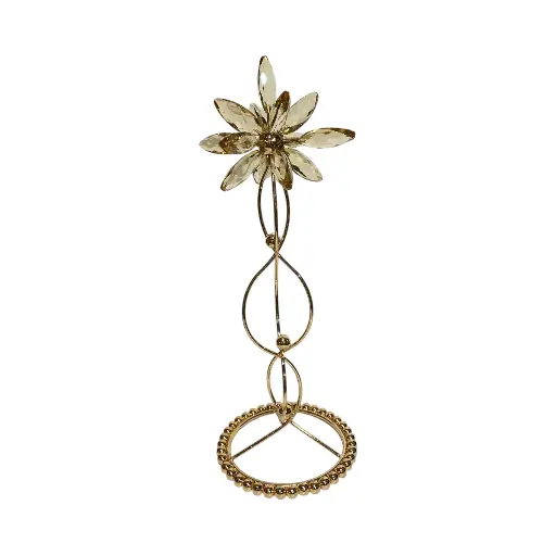 [CS27002] CANDELABRO DE HIERRO/VIDRIO DORADO 13.5X37.5CM 