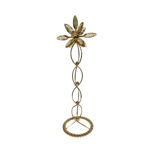 [CS27003] CANDELABRO DE HIERRO/VIDRIO DORADO 13.5X45.5CM  