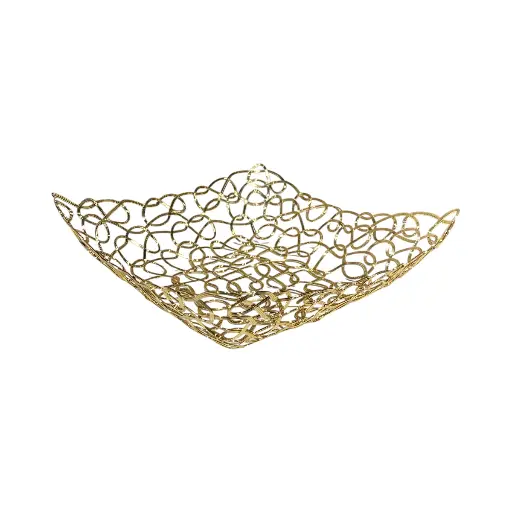 [CS26937G] BANDEJA DORADA METALICA CROMADA 26X27X7.5CM