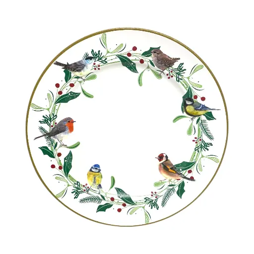 [SC23460] Plato base navideño pajaritos y hojas, 33cm