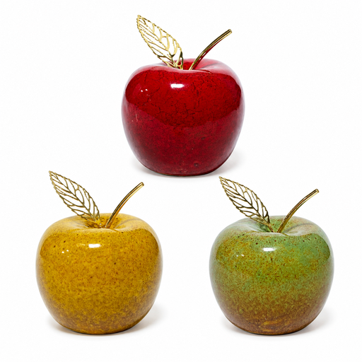 Manzana Decorativa de Cerámica Premium, estilo Glam. 8x8cm