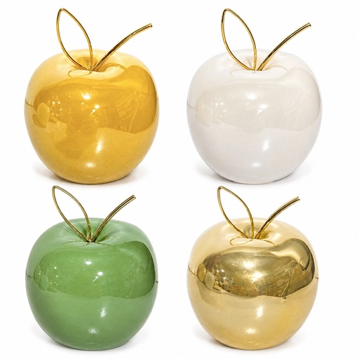 Manzana Decorativa de Cerámica Premium, estilo Glam. 9x10cm