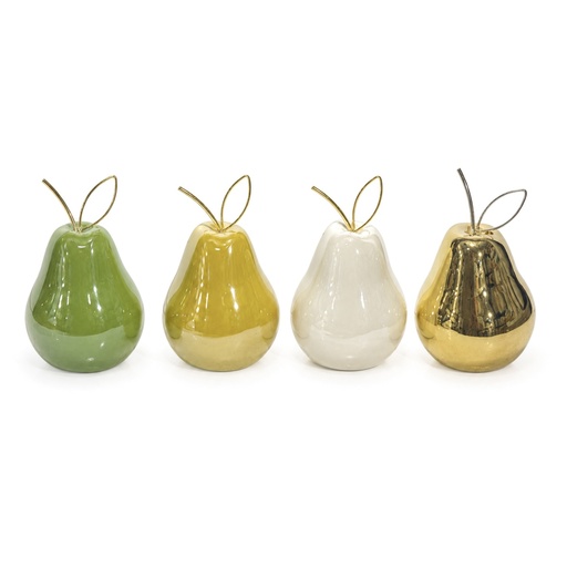 Pera Decorativa de Cerámica Premium, estilo Glam. 9x13cm
