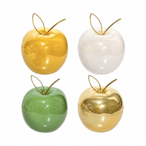 Manzana Decorativa de Cerámica Premium, estilo Glam. 8x9cm