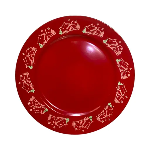 [SC23463] Plato base navideño, estilo moderno. 33cm, Casita Navideña.