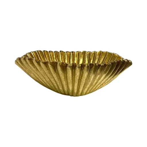 [277886] Bandeja Decorativa Ondulada de Poliresina Dorada - Estilo Moderno Chic. Ref:TG536131 31x20x9cm