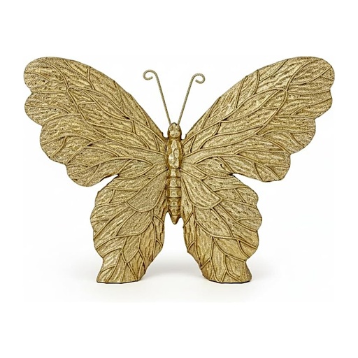 [440508] Mariposa Decorativa de Poliresina con textura Natural dorada, Ref:TG172404 21x3.5x15.5cm