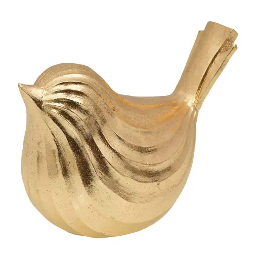 [281962] Figura Decorativa Pájaro de Poliresina Dorado, Ref:TG762840 15x9x12cm 