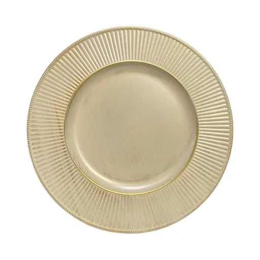 [69811606519445] Plato Base Beige envejecido de pvc, Ref:PT131-055 Ø33cm