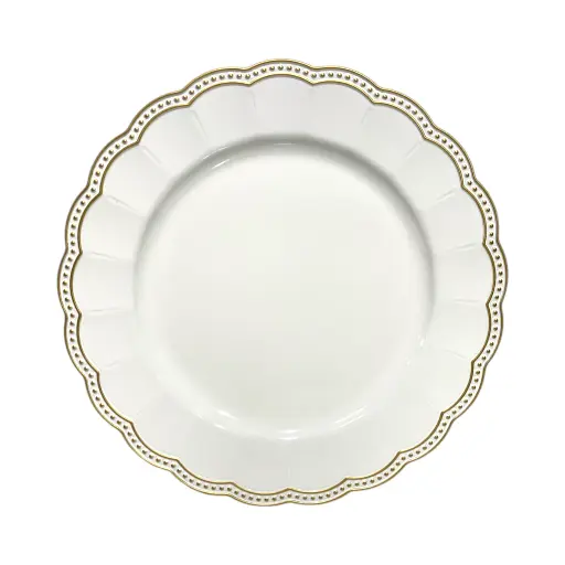 [6981606519223] Plato Base Blanco filo dorado de pvc, Ref:PT131-033 Ø33cm 