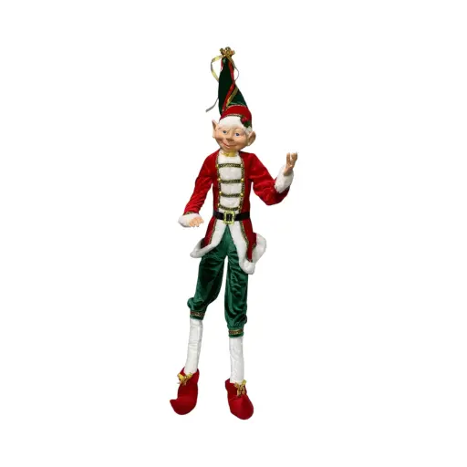 [8679811917306] Elfo Navideño rojo con verde Tradicional, 25x15x120cm 