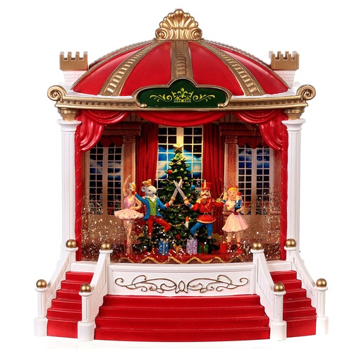 [6981606518165] Teatro Navideño Cascanuez musical con luz. 3AAA 1.5v o USB. 20x11x23cm 
