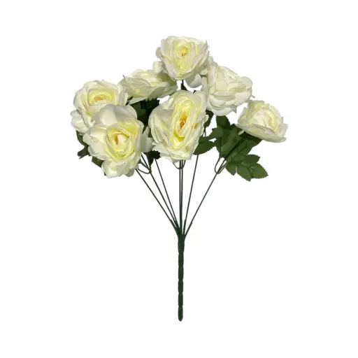 [196475] Flor blanca artificial, tela y pvc, 40cm