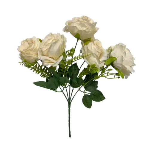 [196495] Flor artificial, crema tela y pvc, 33cm  