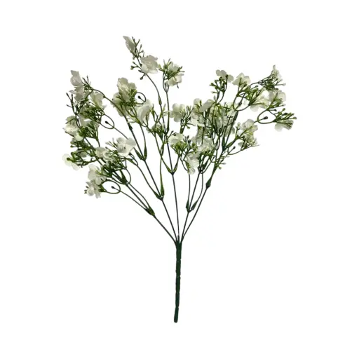 [19675] Flor blanca artificial, aliento de bebe, tela y pvc, 33cm