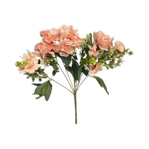 [196202] Flor artificial peonia y crisantemo, 3 colores, tela y pvc, 40cm