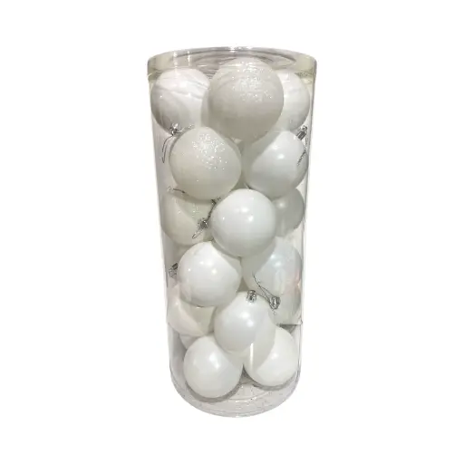 [9682000001686] Esfera Navideña Blanca Ø8cm, Set x 24und. Ref:IC01-126042