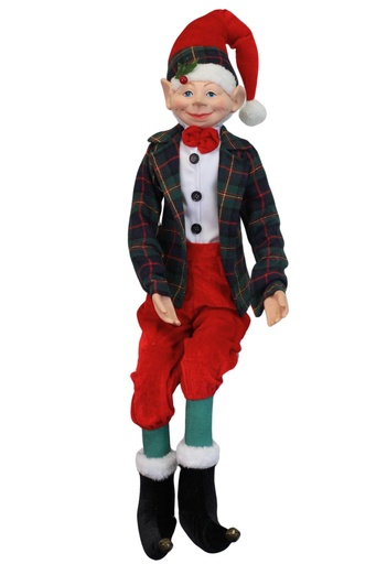 [8679811917320] Elfo Navideño rojo con verde Cuadros, 20x12x100cm  