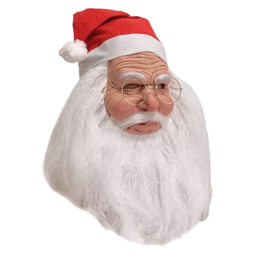 [2611901388043] Máscara de Papá Noel realista de hule. 15x25cm 