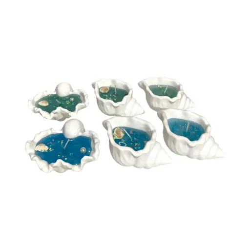 [2603231545029] Vela de mar en forma concha o caracol aromáticas 6 colores, 9x8x4cm
